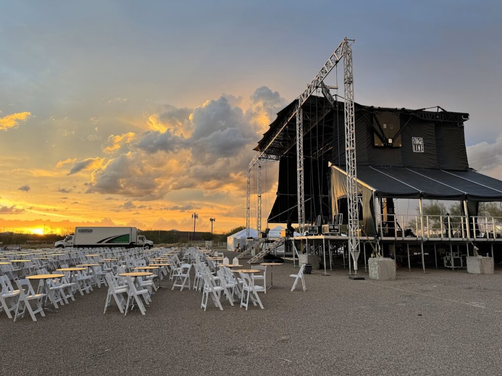 Mobile stage at sunset stage