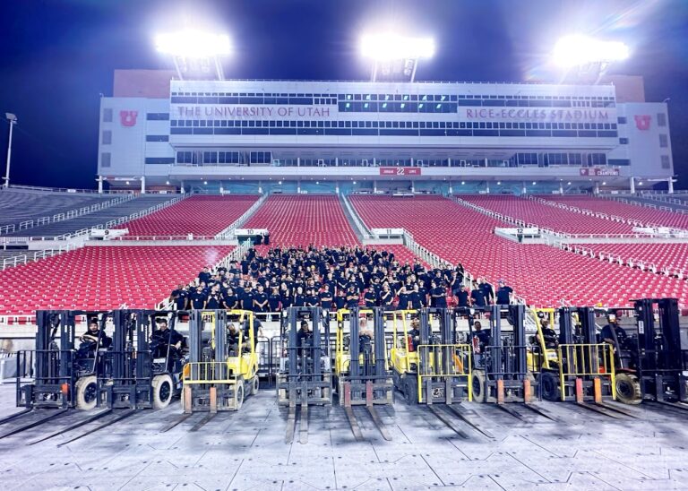 employees in forklifts