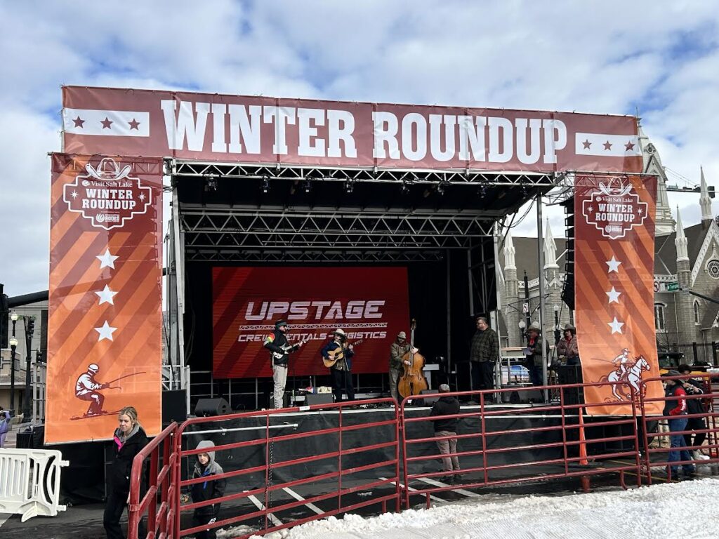 band on stage during winter roundup